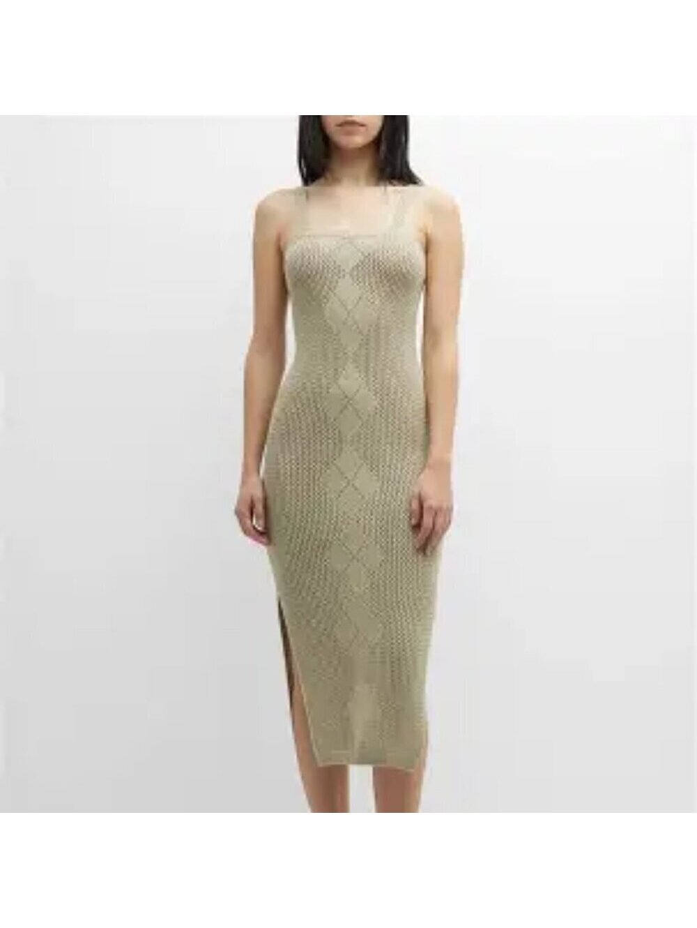 NAADAM Oatmeal Argyle Maxi Dress Retail $350